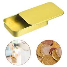 1pc Metal Tin Can With Lid, Small Metal Box 6 X 3.4 X 1.1 Cm, Suitable For Small Items - Gold - View 6