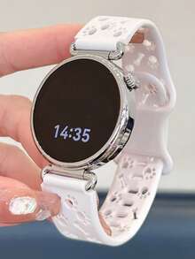 可爱动物爪印硅胶运动镂空表带，兼容三星Galaxy Watch 7/6/5/4/5 Pro，时尚休闲风格，耐用透气舒适，兼容三星Galaxy Watch 40/43/44/45/47mm表带，表带宽度20mm/22mm，配件完美，宠物爱好者的理想礼物 - 白色 - 查看 1