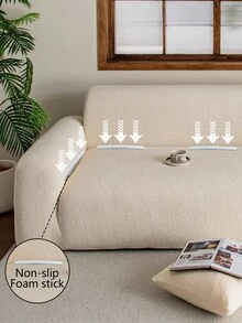 1pc Classic Solid Color Sofa Cover, High Elasticity, Dust-Proof And Dirt-Resistant, Machine/Hand Washable Furniture Protector, Suitable For All Seasons, Fits 3/4 Seater Sofa (Multiple Sizes Available) - Beige - View 9