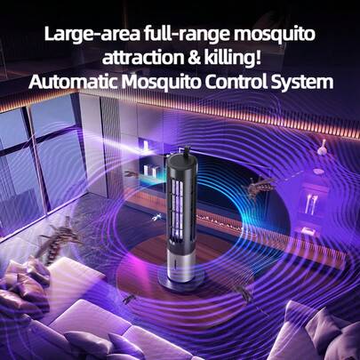 智能灭蚊灯 - USB供电，无风扇静音运行，高精度紫外线技术有效驱蚊，露营必备，白色圆柱形设计，紫色紫外线，适合室内使用，居家健康安全露营必备，家用驱蚊器，新型室内电击灭蚊器，夜灯吸蚊防蚊，静音无噪音，无辐射