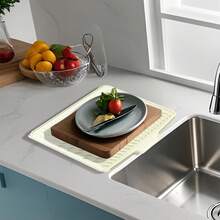 1 pièce Tapis de séchage pour vaisselle en silicone ondulé, tapis de table portable anti-salissures, égouttoir d'évier de cuisine avec design vague pour un drainage facile, résistant à la chaleur - Multicolore - Voir 6