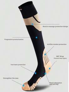 2 Pairs/3 Pairs Women Sports Muscle Compression Socks, Knee-High Athletic Socks, Functional Sports Fitness Cycling Running Socks, Slimming Leg, Anti-Slip Shock Absorption, Suitable For Pregnant Women, Nurses And Active Women - Multicolor - View 4
