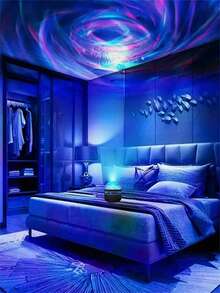 1 pièce Lampe de projection des vagues de l'océan alimentée par USB, Veilleuse de chambre à coucher, Salle de jeux, Retour à l'école, Lampe magique, Cinéma maison, Éclairage, Lampe de chambre, Veilleuse, Plafonnier, Décoration de chambre, Saint-Valentin, 7 modes de couleur et télécommande, Gradable - Multicolore - Voir 6