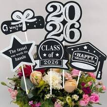 kumozawa 5pcs Colorful 2026 Graduation Cap With Star Pattern Paper Decorations | Desktop Center Decor, Graduation Party Decorations, Graduation Celebration Party Supplies, Party Favors, Graduation Party Decorations - 5pcs - View 5