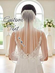 Customized Bridal Veil, Personalized Veil, Embroidered Bridal Veil, Wedding Veil With Name, Classic Wedding Veil, Elegant Customized Veil With Name - Multicolor - View 1