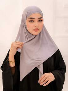 1pc Instant Triangle Hijab, All-In-One Tie-Up Design, Quick Wrap Without Slipping, No Undercap Needed, Suitable For Daily Wear, Prayer, And Outings - Triangular Hijab - View 8