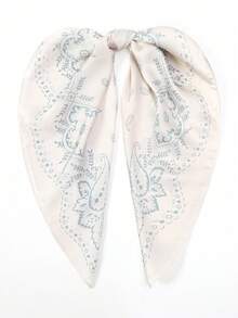 1 Stück Boho Paisley Muster Seidentuch, Größe 70cm x 70cm, modisches Design, geeignet für den täglichen Gebrauch - S20597-Weiß/Blau - Übersicht 3