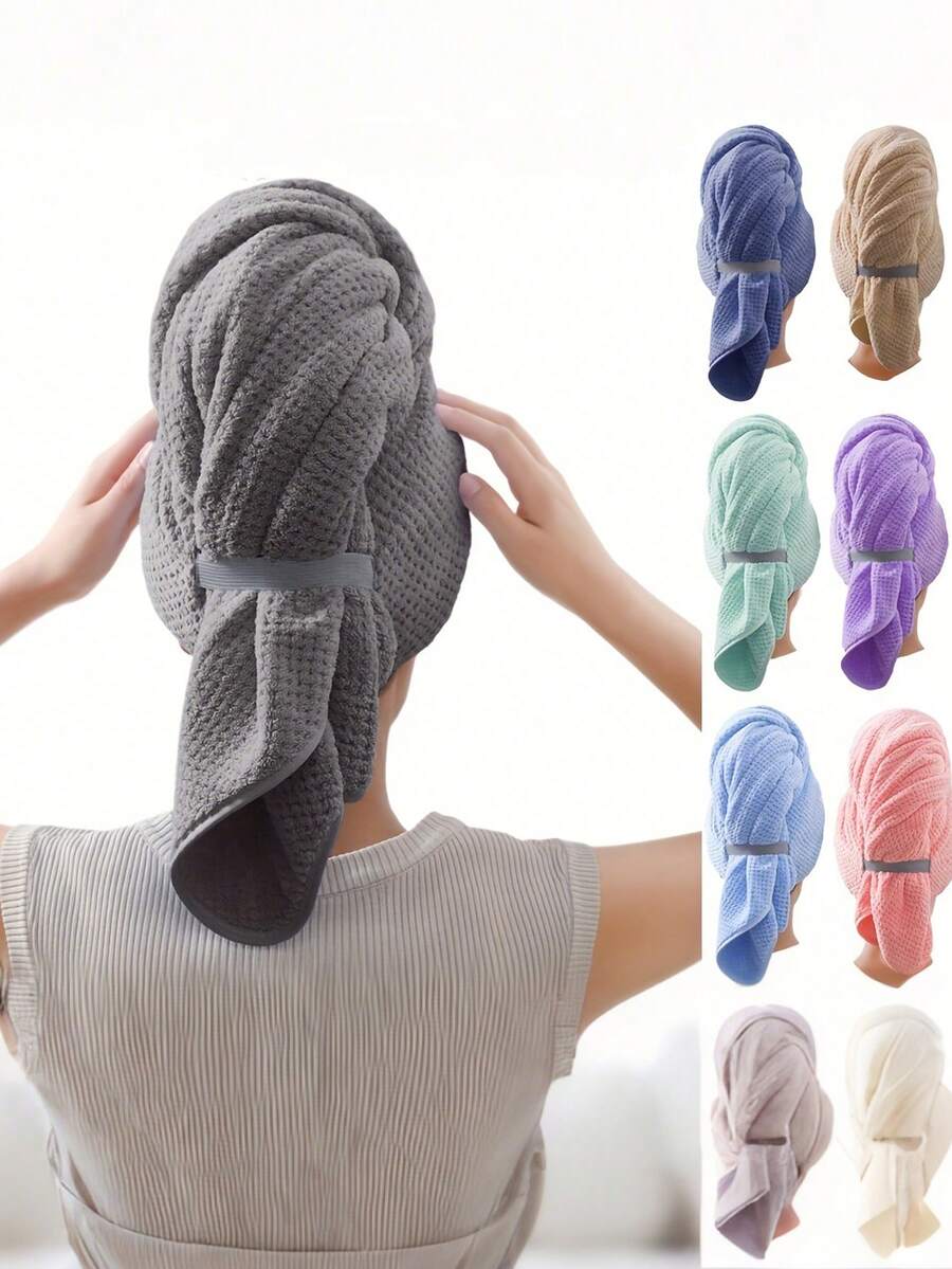 Extra Large Super Absorbent Microfiber Hair Drying Towel, Multi-Functional Highly Absorbent Hair Towel With Elastic Strap, Soft And Comfortable, Suitable For All Hair Types, Goodbye Frizz, Multiple Colors Available (23.6*39.4 Inches/60*100 Cm) - Multicolor - View 1