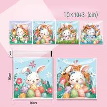 100pcs Easter Packaging Cartoon OPP Flat Bags, Rabbit & Egg Candy Gift Packaging Bags, Durable Cellophane Bags, Mini Gift Packaging Bags, Suitable For Jewelry, Candy, Cards, Etc. - Rabbit Easter Egg - View 3
