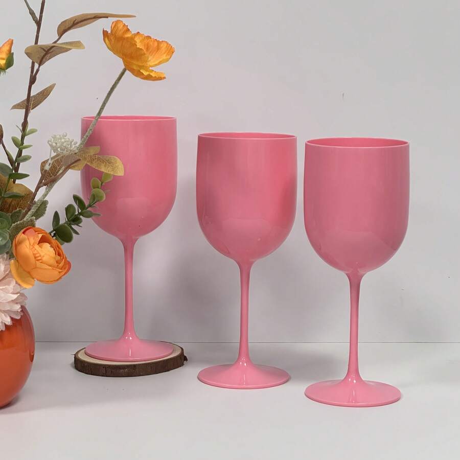 1/6/12pcs Plastic Stemware, Plastic Wine Glasses, Pink & White Champagne Cocktail Cups, Plastic Champagne Flutes, PP Material Unbreakable Durable Wine Glasses, Suitable For Wedding/Party/Picnic - View 1