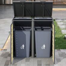 Storage Box For Rubbish Bins With Hinged Lid, Lockable, Two Doors, Hollow Diamond-Shaped Door Panel - View 4