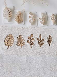 5pcs Soft Clay Molds With Plant Leaf Patterns, For Jewelry And Earring Making - White - View 3