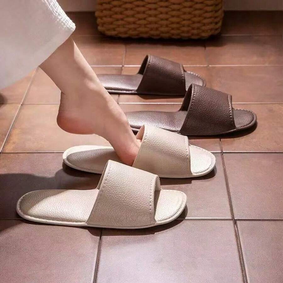 New Couples Bathroom Slippers, Ultra-Light EVA Material, Portable Foldable Travel Hotel Sandals, Non-Slip Shower Bathroom Slippers - Multicolor - View 1