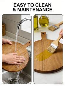 1PC Premium Acacia Wood Serving & Cutting Board With Handle, Cheese & Charcuterie Board, Easy Clean Fruit Board, Great As Mother's Day Gift & Festival Present - Camel - View 4