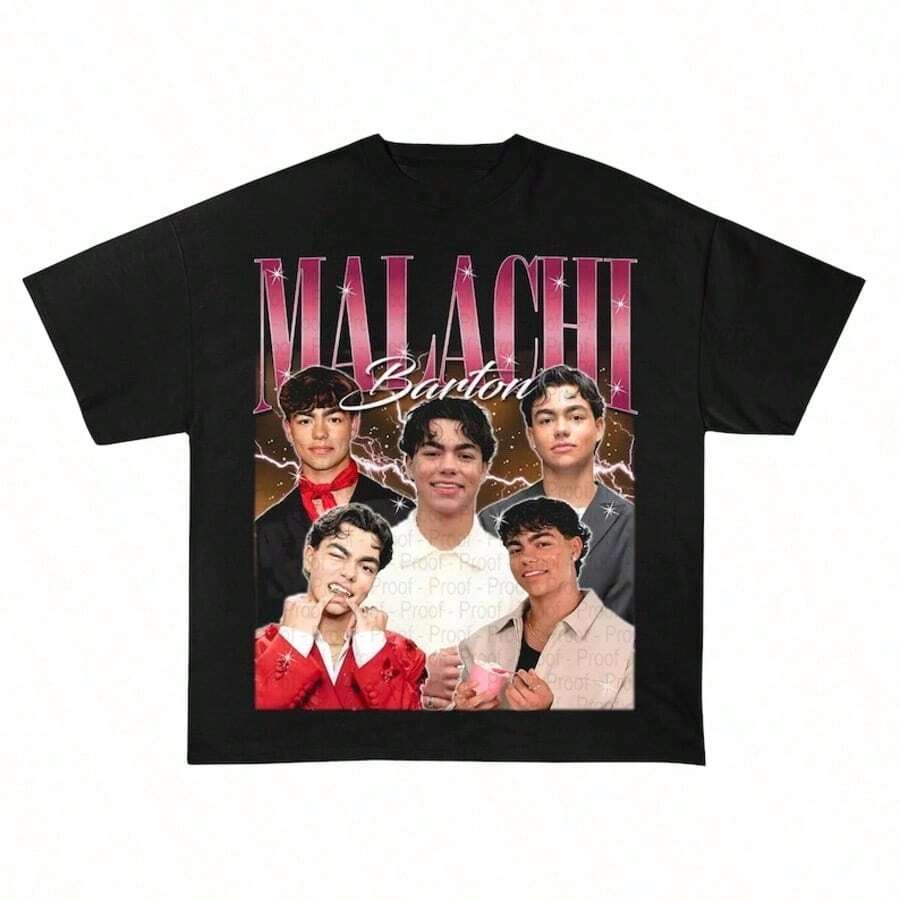 Malachi Barton Vintage Style T-Shirt, Actor Fan Tee, Celebrity Inspired Top, TV Show Merch, Gift For - Black - View 1