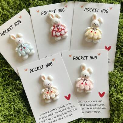 5 piezas Lindos regalos de fiesta de Pascua con estampado de conejitos de colores