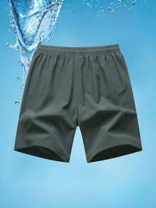 1 chiếc quần short thể thao nam mùa hè, nhẹ, thoáng khí, nhanh khô, thích hợp cho chạy bộ, tập luyện thể dục, in họa tiết. - Xám - Xem 3