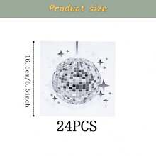 迪斯科球图案一次性餐具套装，7/9英寸派对餐盘，一次性纸盘，餐巾纸，纸杯，适用于节日、婚礼、订婚、生日、派对、庆祝活动 - 多色 - 查看 9