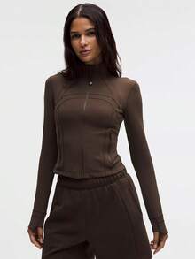 Lululemon Define Cropped Jacket Nulu Walnut Crunch-For Yoga Gym Running-Sweat-Wicking-Yoga-All Seasons Sport-Spring/Summer-Autumn/Winter-Back To School- Easter Gift - Walnut Crunch - 查看 1