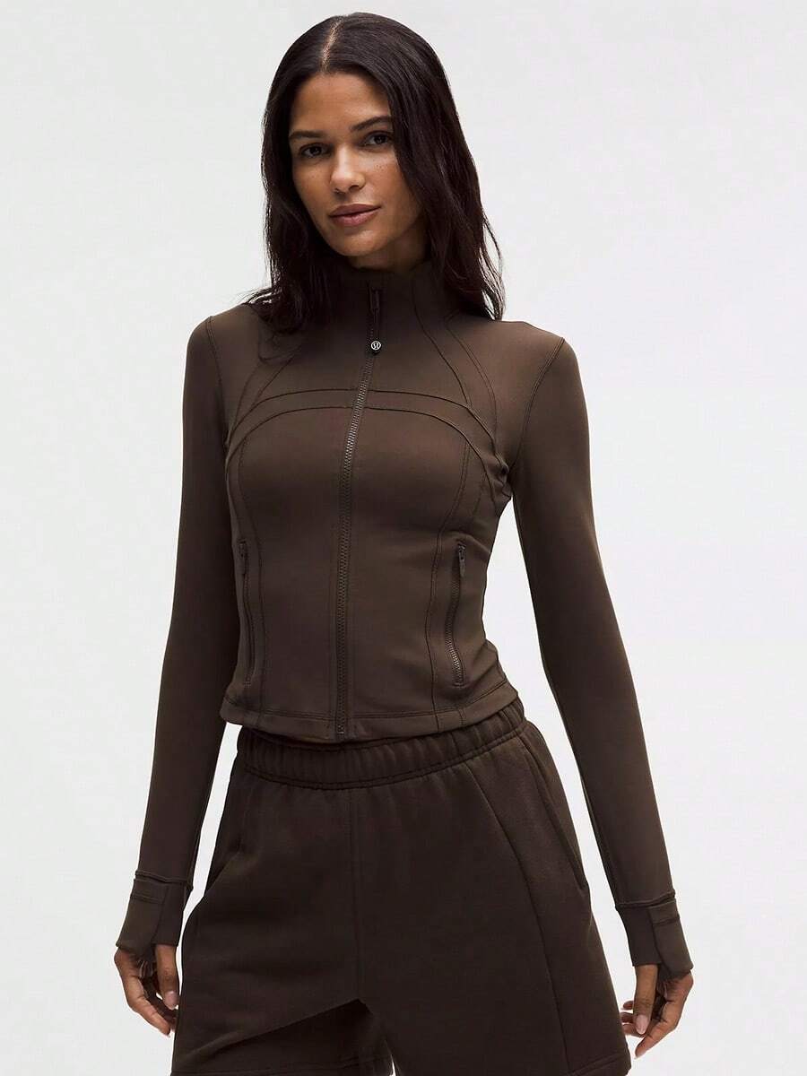 Lululemon Define Cropped Jacket Nulu Walnut Crunch-For Yoga Gym Running-Sweat-Wicking-Yoga-All Seasons Sport-Spring/Summer-Autumn/Winter-Back To School- Easter Gift - Walnut Crunch - 查看 1