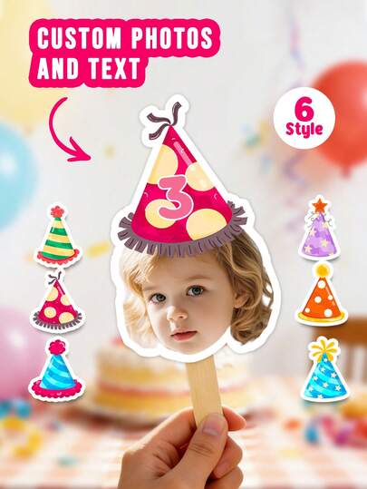 1 قبعة عيد ميلاد مخصصة بصورة الوجه ومروحة يدوية، مروحة عيد ميلاد شخصية للأطفال مع رقم العمر، مروحة حفلة عيد الميلاد بمقبض خشبي، مروحة صورة طريفة للأطفال لحفلة عيد الميلاد الأول، هدية حفلة عيد الميلاد، هدية مثالية للطفل والوالد، حفلة عيد الميلاد الفيري، هدايا شخصية