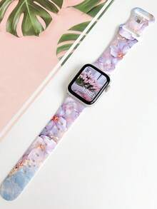1条薰衣草色大理石纹硅胶表带，兼容 38/40/41/42/44/45/46/49mm，时尚柔软硅胶运动表带，适用于 Ultra 2 S10 SE 9 8 7 SE 6 5 4 3 2 1，适合日常佩戴和度假使用。 - 彩色 - 查看 3