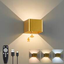 三色无线感应壁灯，带遥控器，4000mAh可充电电池供电，LED室内上下照射壁灯，亮度可调，适用于卧室、客厅、走廊、农舍等场所。 - 三色+遙控 - 查看 14