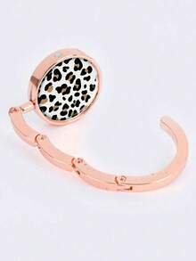 1pc Foldable Purse Holder Rack, Vintage Metal Flower Hook, Stainless Steel Round Table Hanging Rack For Bags And Wallets, Portable Desktop Hanger-DCFV - Gold - View 3