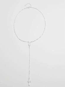 1 件十字架吊坠珍珠链项链 - 銀色 - 查看 4