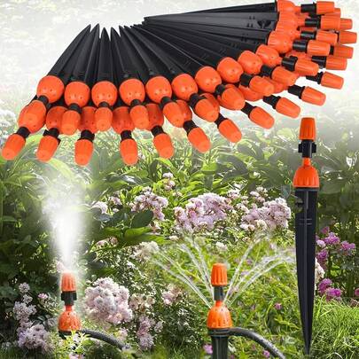 Micro Spray Adjustable 360 Degree Water Flow Irrigation Nozzle, Atomizing Nozzle Drip Irrigation Nozzle, Plug-In Drip Irrigation System, High-Quality And Durable Plastic Material, 2-In-1 Drip Irrigation Nozzle And Atomizing Nozzle, Suitable For 1/4 Inch Drip Irrigation Pipes, Drip Irrigation System Plant Watering Device, Suitable For Watering Trees And Shrubs, Nurseries, Indoor And Outdoor Plants, Flower Beds, Lawn Irrigation