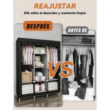 Grande y Mediano de Armario Organizador, Closet Armable con Tela Repelente al Polvo, Estructura Resistente y de Alta Calidad - Diseño Práctico y Estético para una Organización Eficiente del Hogar - Clóset Modular Armable con Tela Resistente y Antipolvo - Almacenamiento Práctico y Elegante para Ropa y Accesorios, Fabricado con Materiales de Alta Durabilidad, Para Habitación - Multicolor - Ver 4