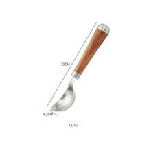 Wooden Handle Ice Cream Scoop, Stainless Steel Watermelon Fruit Dessert Spoon, High-Quality Ice Cream Scooper - Silver - View 4