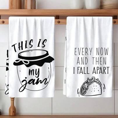 2/4pcs Black & White Pattern Kitchen Towels, Highly Absorbent And Decorative Dish Cloths, Rags, Napkins, Suitable For Holiday Decor, Cooking, Baking, Housewarming Gifts And Cleaning, Fit For Kitchen, Bathroom, Toilet