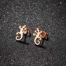 1 Pair Stainless Steel Lizard Stud Earrings Fashion Gecko Cocktail Earrings Women Wedding Jewelry - GED702 - View 4
