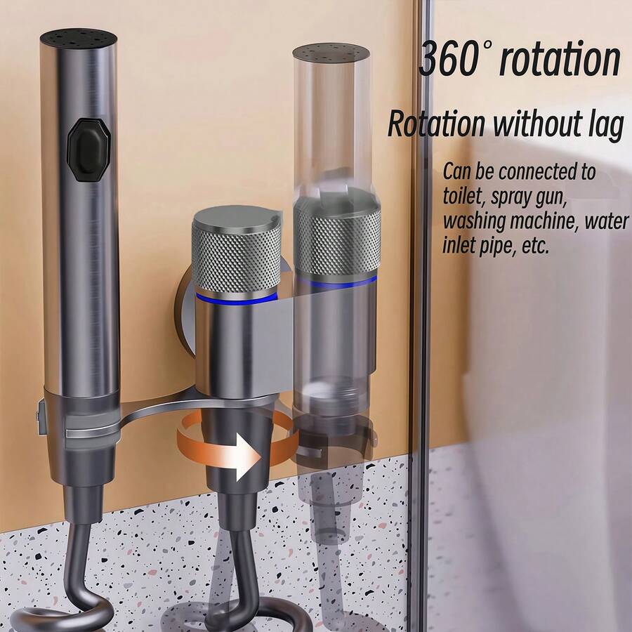 Wall-Mounted Handheld Bidet Sprayer Set | Classic Brushed Stainless Steel Spray Gun + Retractable Hose + Bracket | Toilet Cleaning Training Accessory | Modern Bidet System | Bathroom Bidet Sprayer