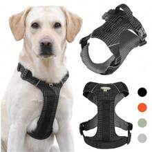 大型犬战术胸背带，防拉扯军用背心，带控制手柄，战术宠物背心，易于控制和训练遛狗，可调节反光条 - 彩色 - 查看 13
