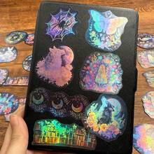 50张童话世界动物花卉激光贴纸，PVC防水贴纸，自粘式，适用于学校文具、日记本、剪贴簿、手机、笔记本电脑、保险杠、滑板、水瓶、安全帽、汽车贴纸 - 1 Set - 查看 6