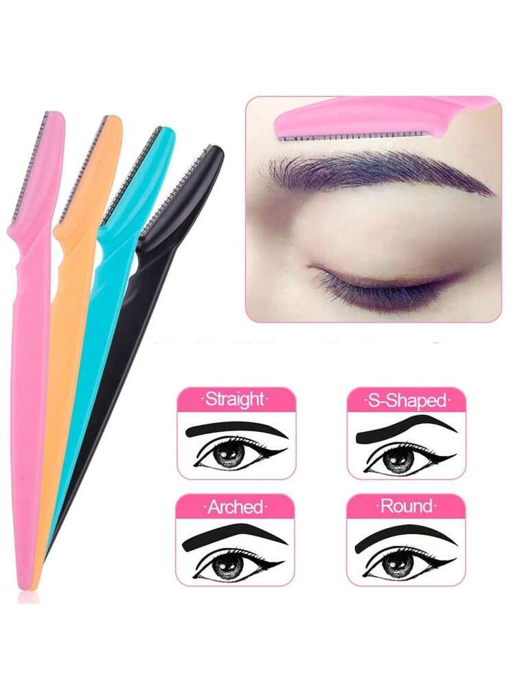4/8 Stück Schwarz & Pink Augenbrauen Trimmer Set (mit Sicherheitsabdeckung & Einweg-Klingen) - parfümfrei, waschbarer Rasierer, universell einsetzbarer Gesichts- & Körperhaartrimmer - Verschiedenfarbig - Übersicht 2