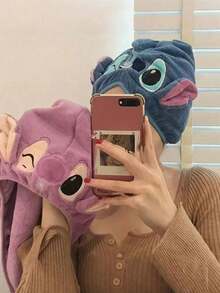 Disney 迪士尼 1/2入可愛史迪奇速乾微纖維加厚柔軟吸水浴帽，女用洗浴護髮配件，適合居家與學校日常使用 - 多色 - 查看 2