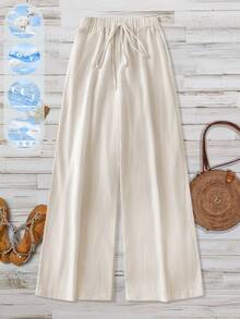 Women's New Autumn/Winter Elastic Waist Slant Pocket Casual Straight Leg Pants - Apricot - View 1