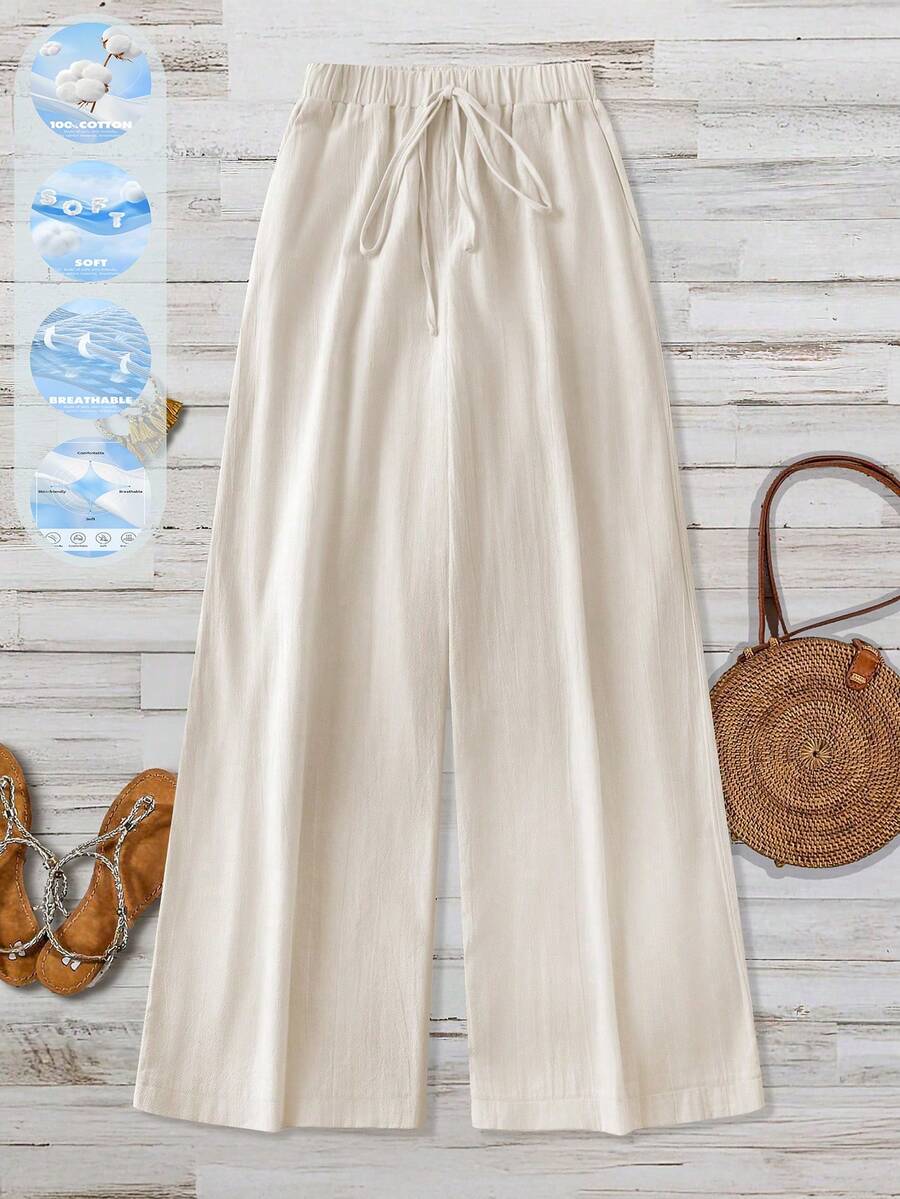 Women's New Autumn/Winter Elastic Waist Slant Pocket Casual Straight Leg Pants - Apricot - View 1