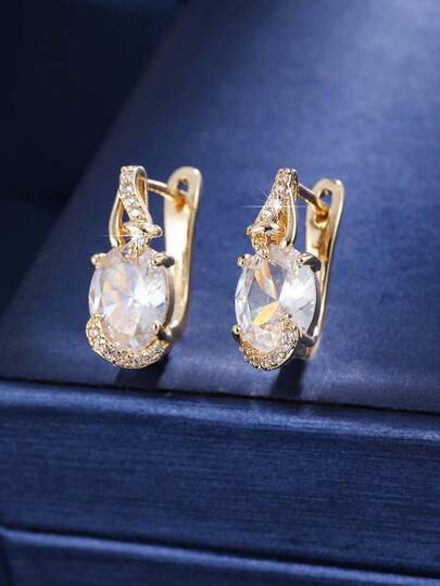 1 paire de boucles d'oreilles en pierre ovale de luxe, design de bijoux minimaliste pour les fêtes et le port quotidien