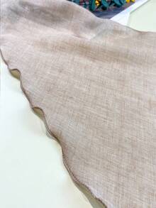 1pc Minimalist Solid Color Tasseled Triangular Scarf, Casual & Vacation, Beach, Holiday, Travel Essential - Khaki - View 4