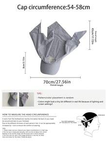 Retro karierter Kopftuchut mit 3D besticktem Buchstaben, kontrastfarbige modische sonnengeschützte Bandana-Kappe, vielseitig einsetzbarer, atmungsaktiver und schnelltrocknender Unisex-Baseballcap mit verstellbarer Passform für Outdoor-Sport - Verschiedenfarbig - Übersicht 4