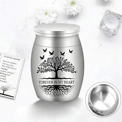 Small Urns For Ashes Cremation Urns 1.57 Inch Aluminium Alloy Ashes Keepsake Funeral Urn With Memorial For Human Pet Ash (Tree Of Life)