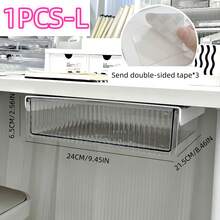 1pc Invisible Drawer-Style Desktop Storage Box (Contains Three Megabyte Stickers) - White - View 10