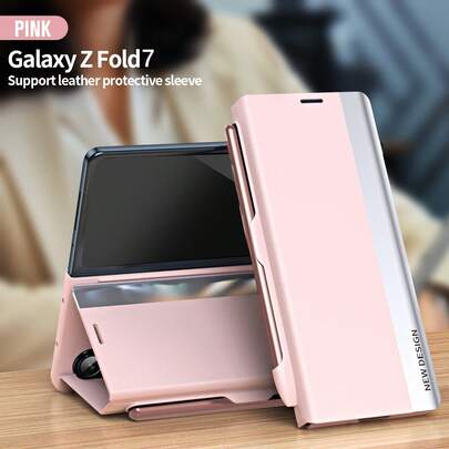 适用于三星 Galaxy ZFold3/ZFold4/ZFold5/ZFold6/ZFold7/ZTriFold 的真皮翻盖保护套，带支架，提供全方位保护，并附赠触控笔
