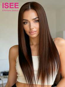 ISEE HAIR Striaght Wear Go Glueless Transparent Lace Wigs 9*6 Lace Wigs Chocolate Brown 18-28 Inch 180% Density High Density Pre-Plucked Hairline Pre-Cut Lace Unprocessed Human Hair Natural Hairline Top Quality Stylish Wig Beginners Friendly Vacay Vibes Active Energy Travel Essential Holiday - S4 - View 3