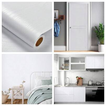 1 Cuộn Giấy Dán Tường Vân Gỗ Trắng; Loại Xé Và Dán, Giấy Dán Tự Dính Bằng Vinyl PVC, Dùng Để Trang Trí Mặt Bàn Tủ Bếp, Miếng Dán Trang Trí Sửa Chữa Nội Thất, Phòng Khách, Phòng Ngủ, Cửa Gỗ, Gạch Ốp Tường, Trang Trí Tường Phòng Tắm, Trang Trí Nhà Cửa