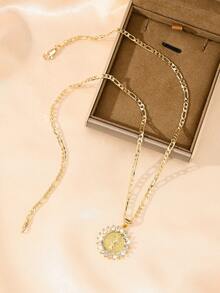 14K Gold Plated Copper Zirconia Frame Necklace, Crafted With Religious Elements Of Virgin Mary And Saint Jude, High-Quality Material, Elegant And Versatile Design, Suitable For Daily Wear, An Ideal Choice For Faith-Based Gifts - Judah - View 7